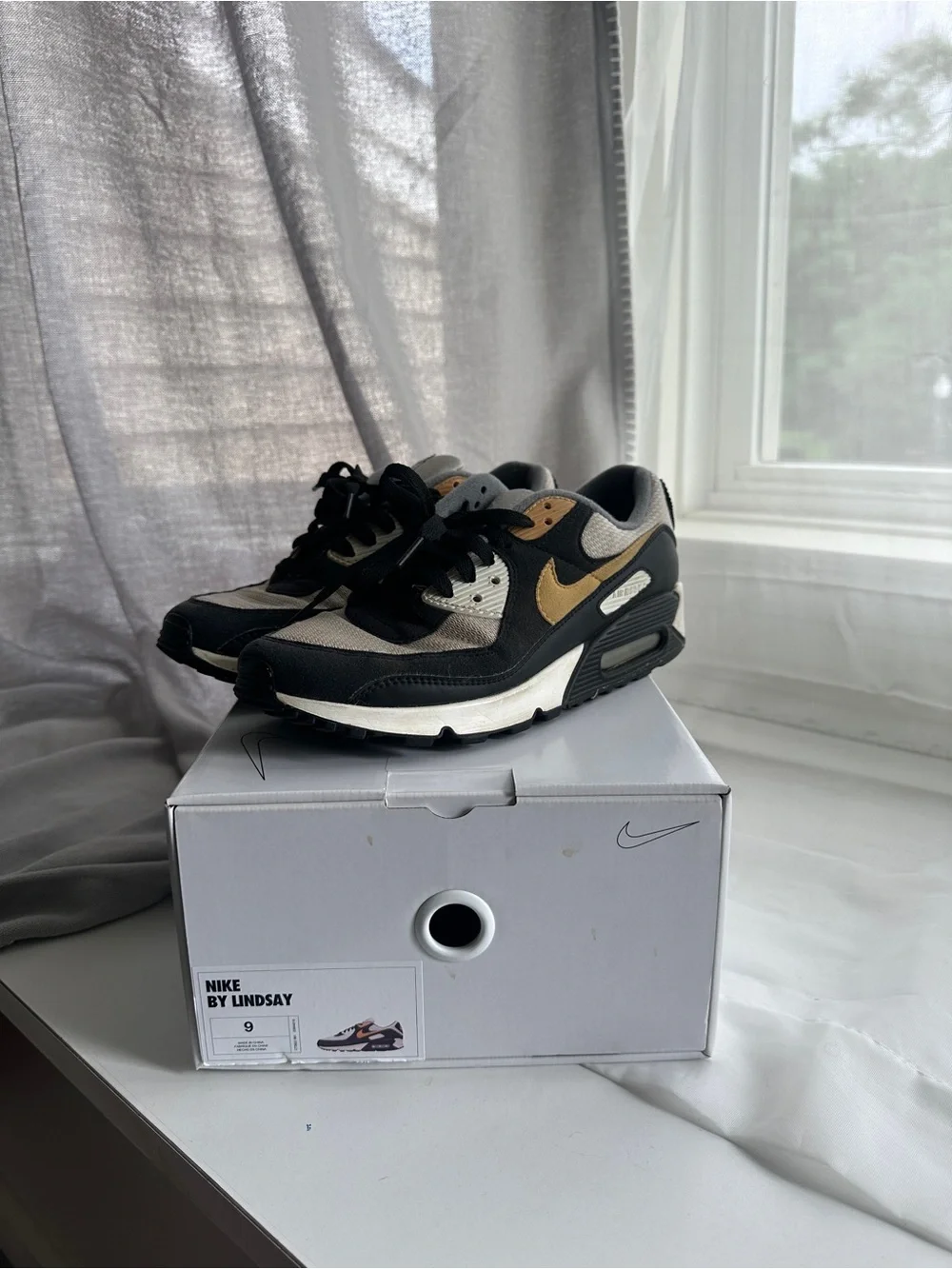 Nike Air Max 90 Black, Tan and Gold